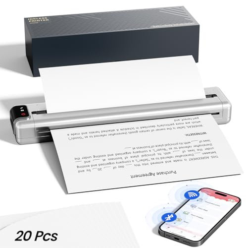 Phomemo Q302 A4 Handy Thermodrucker, Mobiler Drucker für Unterwegs, Verbindung über WiFi, Bluetooth und USB, Unterstützt Thermopapier A4(210x297mm), B5, A5, Klein Kompakter WLAN Drucker, Silbrig