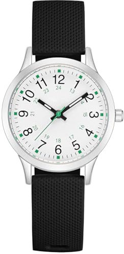 CIVO Kinderuhr-Mädchen Schwarz-Silikon Armband-Einfach Analog Uhr - Kinder Junge Wasserdicht Runden Lernuhr Outdoor Sport Leuchtend Quarzuhr Mädchen Geschenke 7-14 Jahre