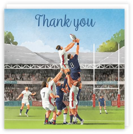 Hunts England - Rugby-Spaß-Dankeskarte für Ihn – Milo's Gallery – Sport-Dankeskarte – Dankeskarte für Rugby-Fans – für Jungen, Männer, Ehemann, Vater, Großvater, Sohn, Bruder