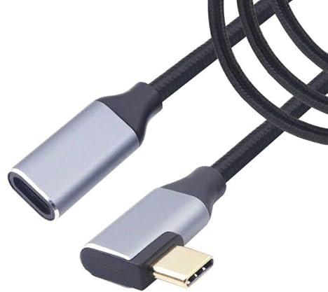 RIIEYOCA 90 Grados 3.1 Gen2 USB C Macho a USB C Hembra Cable de Extensión, 100W de carga rápida, 5A de corriente, 10Gbps de transmisión rápida, 4K HD de transmisión (1.5M)