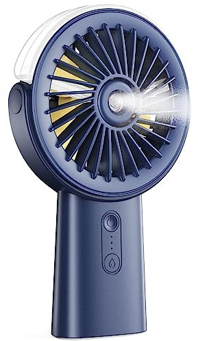 Jisapmzu Nebelventilator, 4000 MAh, Handnebelventilator, 90° Verstellbar, Kleiner Mister-Ventilator für Reisen, Zuhause, Outdoor, Strand A