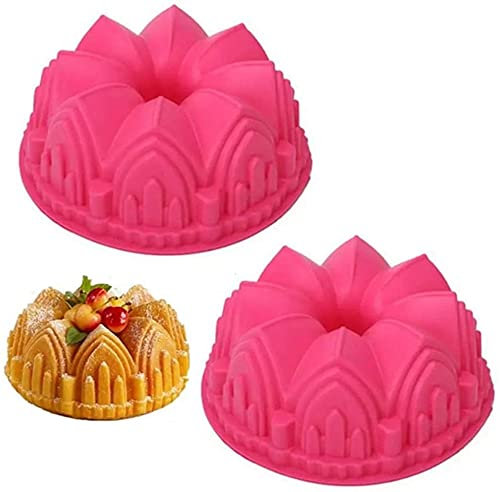 VIRAZE Silikonform, Krone Burg Kuchenform Silikon, Backform, Silikonmuffin Handgemachte Seifenform, verwendet for Eiswürfeln, Kuchen, Brot (Color : Pink)