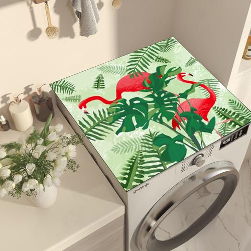 Nouiroy Cubierta antipolvo para lavadora, diseño floral, para microondas, refrigerador, superabsorbente, sin lavado, flamenco rojo