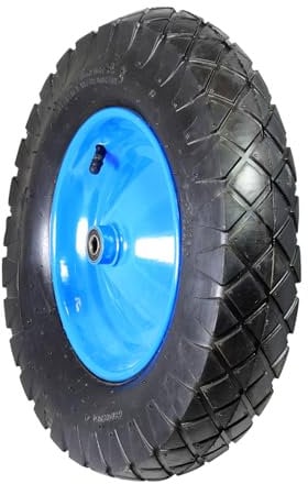 DOMINO Roue pneumatique pour brouette 4.00-8 - Roue en acier - Diamètre 400 mm - Charge maximale : 150 kg - Roue de rechange en caoutchouc - Pneus à quatre chambres - Roulement à billes - Avec sac de