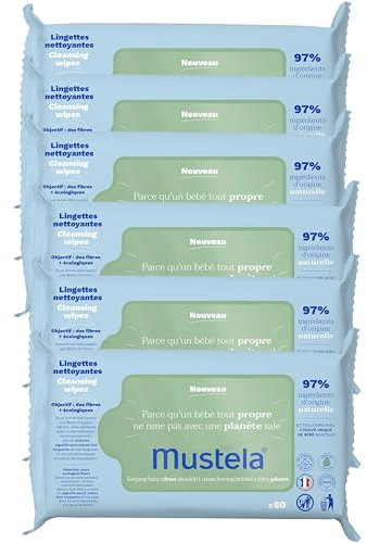 Lingettes nettoyantes à l'avocats Bio | Nettoie efficacement et en douceur | Peau douce et hydratée | Visage, mains et siège | Fabriqué en France | Lot de 6x60 lingettes