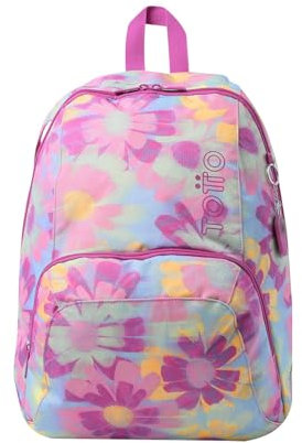 TOTTO - Mochila Casual, Modelo Ometto, Capacidad 20L, con Compartimento Principal y Bolsillo Delantero, Espaldar Ergonómico, Correas en S para Mayor Comodidad, Resistente, Estampado Shera Rosa