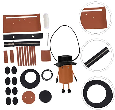 BELLIFFY 1 Satz Selbstgemachte Beuteltaschen Taschenset Zum Nähen Selber Machen Beutelherstellung Machen Sie Ihr Taschen-kit DIY-Kits Reißverschlüsse Nähen Werkzeugtasche Pu-Leder Brown