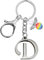 Porte-clés pour homme et femme en métal avec lettre de l'alphabet personnalisable avec breloque ange, cadeau d'amitié, cadeau de 18e anniversaire, porte-clés de voiture (D)