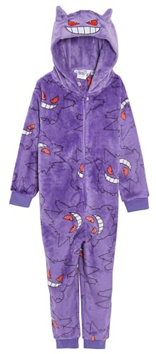Kinder Pokemon Overall Mädchen Jungen Verkleiden Alles in einem Outfit Kapuzen-Schlafoverall mit 3D-Kapuze Fleece-Pyjamas mit Reißverschluss Loungewear