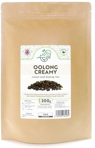 Oolong Creamy Premium Loose Leaf Tea – Classic Chinese Oolong (300g) | Semi-Oxidised, Slightly Fermented Tea – Creamy Flavouring – Resealable Pouch