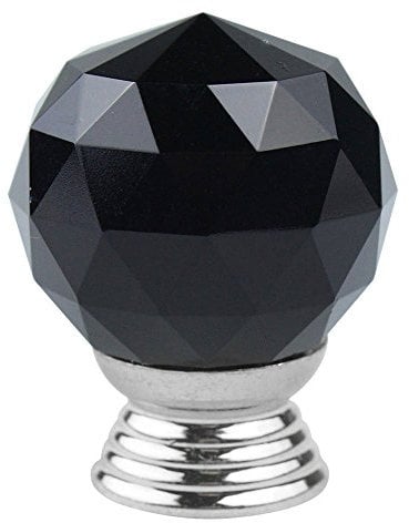 Lmzzdld 2pcs Crystal Glass Door Knobs Drawer Cabinet Furniture Kitchen Handle - Black