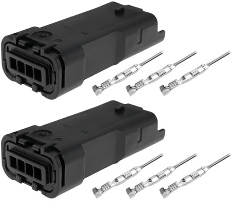 VGOL 2 Sätze 4-poliges DDA Steckergehäuse für Motorräder (DT3V) Ersatzteil Kompatibel mit Ducati Batterieladegerät Umbau für Motorräder Passend für Kabel mit Ø 1,30 mm - 2,60 mm