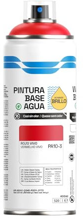 H HANSEL HOME Pintura Spray Base Agua 400ml - Para Muebles, Metal, Plástico y Madera - Ecológica y Sin Olor, Colores Duraderos - Rojo Vivo, 1 unidad