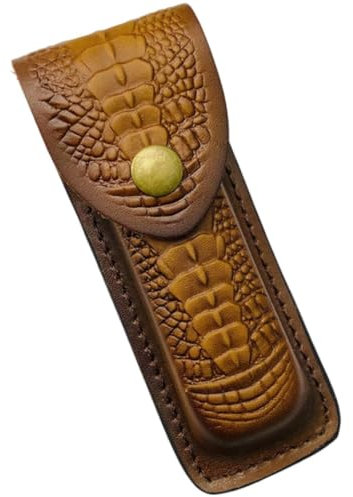 Rustic Leather Folding Knife Pouch Clip on Pocket Tool Holder with Snap Closure Fold Knife Scabbard Tool Flashlight Belt Loop Case