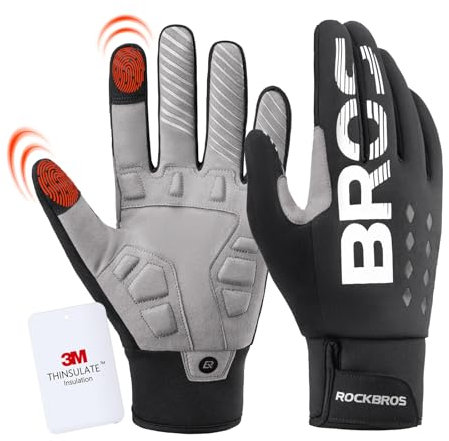 ROCKBROS Fahrradhandschuhe Damen und Herren Winter, Thinsulate laufhandschuhe Touchscreen, Sport Handschuhe für Fahrrad, MTB, Kletter, Laufen und Outdoor