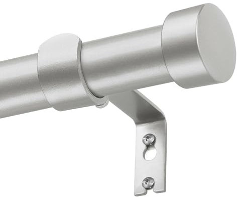 KAMANINA Gardinenstange Silber 80 to 218 cm Lang, 25 mm Durchmesser Gardinenstangen Ausziehbar mit Einfachen Endkappen für Fenster, Schlafzimmer, Wohnzimmer