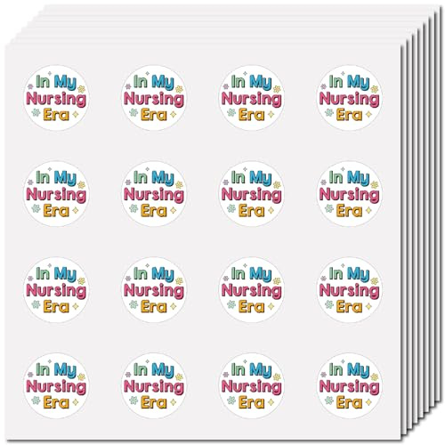 CREATCABIN 128 Stück In My Nursing Era Aufkleber Scrapbooking Aufkleber Aufkleber Großpackung Krankenschwester Selbstklebender Kunststoff Wasserfest Runde Punkte Aufkleber Für Briefe Tagebücher 2.5cm