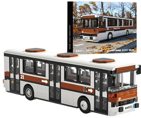 Technik Vintage City Bus Bausteine Bausatz, 522 Teile City Doppeldeckerbus Klemmbausteine Spielbausteine, Klassiker Auto Modellauto Bausatz, Ideas Geschenk für Erwachsene und Kinder (66021)