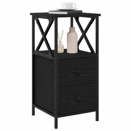 vidaXL Nachttisch 2 STK. Schwarz Eichen-Optik 34 x 35,5 x 70 cm | Jeder Tisch hat eine große Schublade und ein Regal, ideal für deine Bücher,