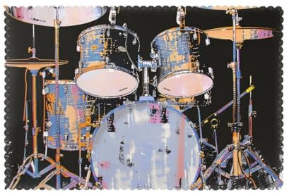 Jazz-Trommel-Tischsets, 6 Stück, für Küche, Geschenke, waschbar, hitzebeständig, rutschfest, 45,7 x 30,5 cm