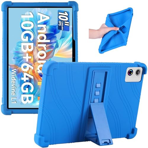 Junfire Silicone Case for Ainmel A10 / Freeski A10 10 inch Tablet, Case for Ainmel LVEA1001 A10 / Freeski A10 Android 14 10 Tablet with Kickstand, Blue