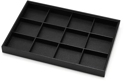 Oirlv Black 12 Compartment Jewellery Tray for Storage and Display Jewellery | Ideal for Home and Exhibition, Stackable Jewellery Storage Tray, Suitable for Men and Women