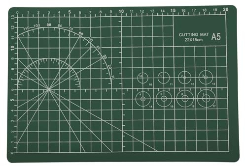 CAPASTEC Selbstheilende Doppelseitige Schneidematte 22x15cm 1Stk | Grün, PVC, Für Nähen, Für Basteln, Hobby, Stoff, Scrapbooking, Bastelplatte, Nähtischunterlage
