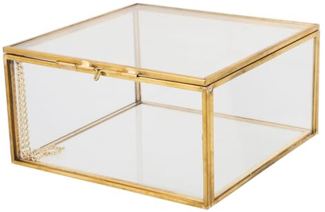 VALICLUD Boîte À Bijoux En Verre Transparente 5.91X5.91X3.07 Pouces Vitrine À Bijoux Avec Couvercle Pour Rangement Cosmétiques Accessoires Petite Boîte Décorative Multifonction