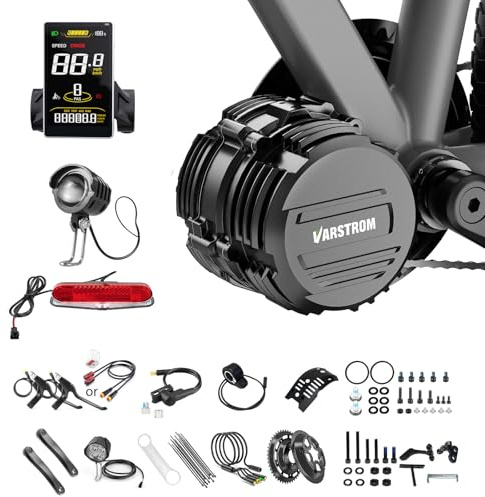 Varstrom TSDZ16 48V 1000W Mittelmotor Elektrofahrrad-Elektrofahrrad Umbausatz mit 46T Kettenblatt, Drehmomentsensor Mitteltriebmotor mit SWM58 Display für BB 68-73mm Mountainbikes (MTB)
