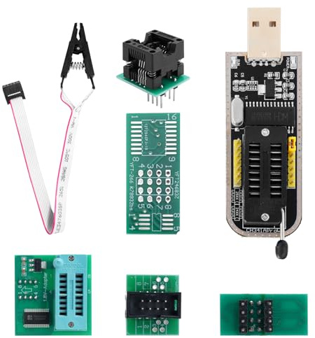 APKLVSR S018 SOP8 Test Clip für EEPR0M,CH341A Programmer + SOIC8 Clip + 1,8V Adapter+USB BIOS Programmierer V1.8,SOIC8 Adapter für EEPROM 25CXX / 24CXX Serie für Eeprom Programmer