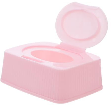Toyvian Feuchttücherbox mit Klappdeckel aus Pp Kompakt und Leicht Staubdicht für Babyfeuchttücher für Badezimmer und Reisen in Rosa
