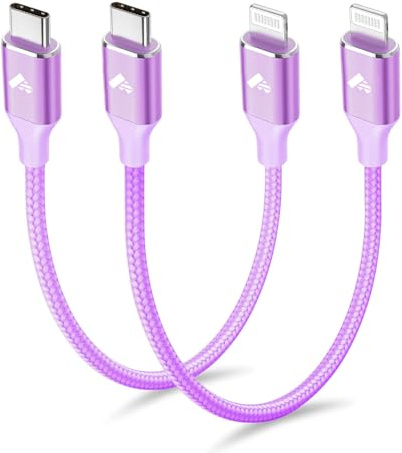 USB C to Lightning Cable 30CM 2Pack [Apple MFi Certified],Power Delivery iPhone Cables Type C iPhone Charger Cord Fast Charging Compatible iPhone 14 13 12 11 Pro Max X XS XR 8 7 6s Plus SE, Purple