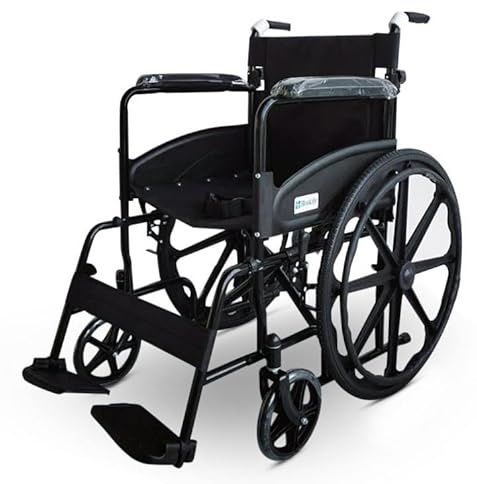 Bliss Life - Self Propel Wheelchair Black Steel Lightweight 15kg Self Propelled & Attendant Propel Mobility Wheelchair Parking Brakes Folding Removeable Leg Rest Foldable Transit Travel