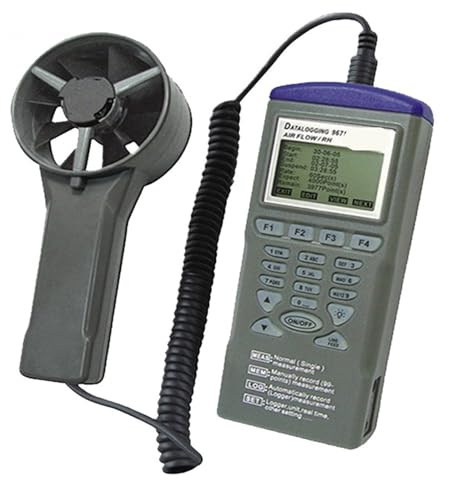 Anemometer, Digitaler Temperatur-RH-Anemometer-Datenlogger-Durchflussmesser Handheld-Hygrothermograph mit Windgeschwindigkeit