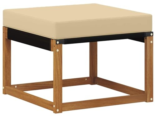 vidaXL Outdoor-Fußhocker Massivholz Akazie und Textilene Stoff Natur, Balkonmöbel, moderner Stil, langlebiges Design, wetterfeste Akazie, multifunktional für den Garten