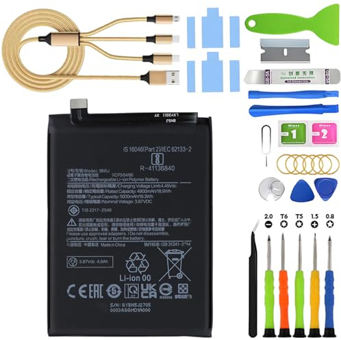 Batería para Redmi Note 12 5G/Poco X5 Pro 5G BN5J | 5000mAh Kit de herramientas para llevar,reemplazar la bateria,Litio-polímero,para modelos:22111317I 22111317G