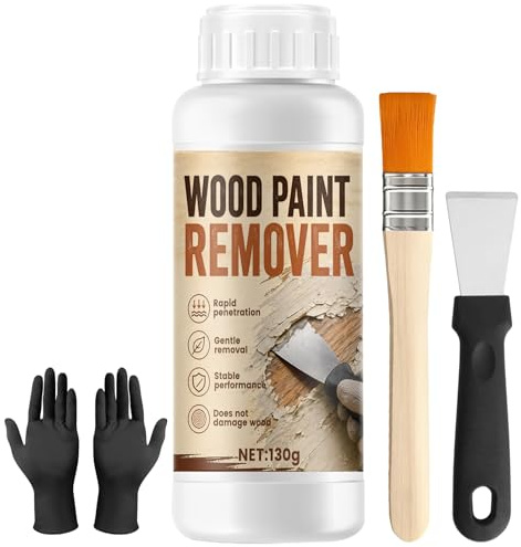 Allony Paint Stripper Wood, 130g Varnish Stripper for Wood, Graffiti Remover, Dissolves Stubborn Residual Paint, Paint Stripper for Wood Surfaces Including Furniture, Doors, Windows and Garden Items