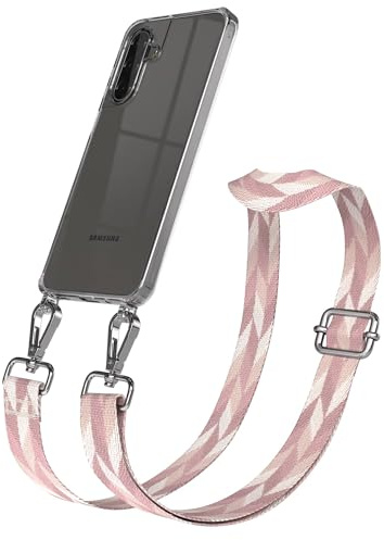EAZY CASE Handykette - Verstellbares Taschenband kompatibel mit Galaxy A17, Schulterriemen, Handykordel mit Silikon Hülle, Umhängetasche, Rosa Mix Silber