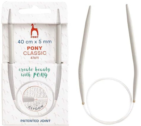 Pony - Pony Classic Aluminium (40cm, 5.00mm) Circular Knitting Needle - 1 Piece, Light Grey
