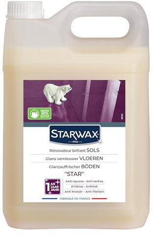 STARWAX - Rénovateur Brillant Sols Intérieurs - Nettoie Et Protège Des Rayures Et Des Taches - Longue durée - Non Glissant - Fabriqué En France - 5L - 5X30 m²
