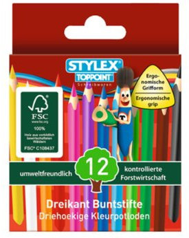 12er Dreikantbuntstifte, kurz, FSC