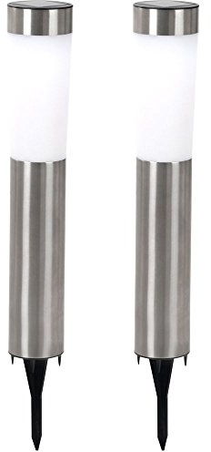 2er Set LED Solar Leuchten Steck Stand Beleuchtungen Außen Strahler Säulen Lampen