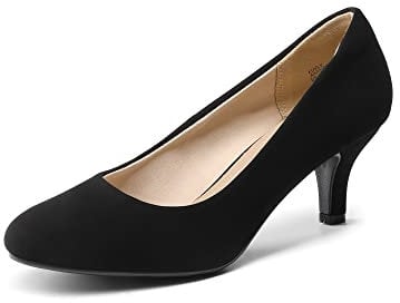 DREAM PAIRS Women's LUVLY Court Shoes Sandals Bridal Wedding Party Low Heel Pump Shoes, Size 5, Black/Nubuck