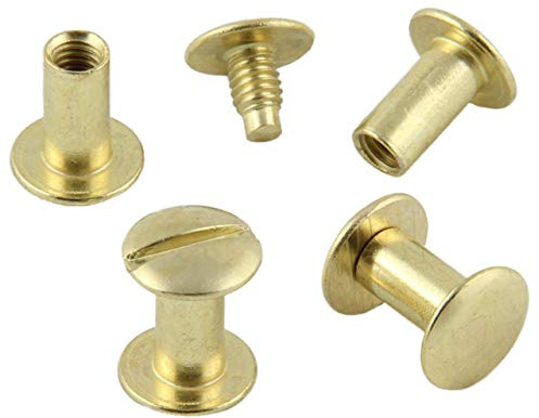 Vis de reliure Chicago M4, laitonnées, 8 mm, lot de 20 pièces | longueurs et quantités au choix – pour maroquinerie et reliure de livre