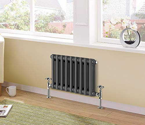 NRG 300x425 Cast Iron Horizontal Radiator Anthracite 2 Column Central Heating Rads for Bathroom Living Room and Kitchen