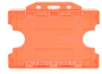 ALG ID Cards® Porte-badge double face orange rigide double face pour cordon de cou (paysage/horizontal) – Fabriqué en Grande-Bretagne à partir de plastique recyclé