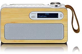 Lenco PDR-040 - Tragbares DBA+ Radio - FM Radio - mit Bluetooth - integrierter Akku mit 2000mAh - 3 Watt RMS - Uhr und Weckfunktion - aus echtem Bambus - weiß