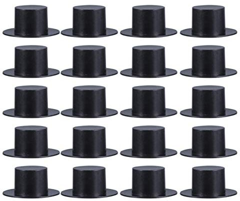 Toddmomy 100 Stück Weihnachts-Mini-Zylinderhüte zum Basteln, Schneemann, Hüte, Zauberhüte für Schneemann, DIY-Dekoration, Partyzubehör, Größe S (schwarz)