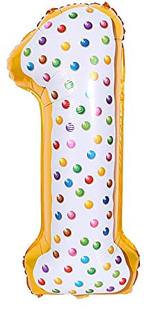 ANCLLO 81,3 cm Donut-Luftballon, Geburtstags-Folienballon, Party-Dekoration, Helium, Mylar, digitale Luftballons, Donuts (Nummer 1)