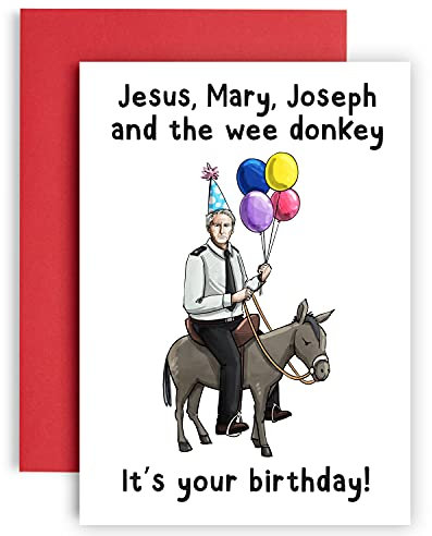 Maria, Joseph und der Wee Esel,Line of Duty Geschenke Geburtstagskarten für Sie,Freundschaft Geschenke für Frauen Geburtstagskarte,Schwester Geburtstagskarte,Geburtstagskarten für Männer